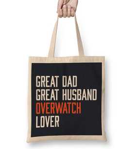 Great Dad Great Husband Overwatch Lover Bez Çanta Uzun Saplı