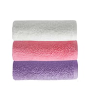 3 lü Düz Renk El Yüz Havlu Seti %100 Pamuklu 50x90 Cm Mor-Pembe-Beyaz (Çok Renkli)