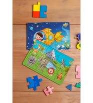 Okul Öncesi Başlangıç Yapboz Uzaya Yolculuk Ve Safari Ahşap Puzzle Set