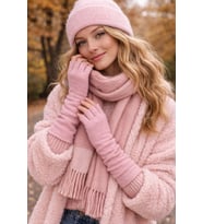 Angora Karışımlı Parmaksız Kadın Eldiven – Yumuşak & Şık (Pembe)