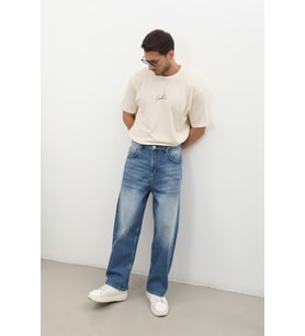 Erkek Skater Fit Jean Pantolon Mavi