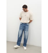 Erkek Skater Fit Jean Pantolon Mavi