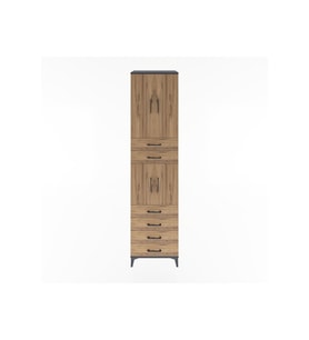Hyperion Dolap 3 Raflı 6 Çekmeceli 4 Kapaklı 60x44x243 Antrasit-Çam