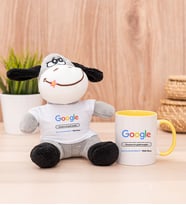 Kişiye Özel Google Tasarım Esprili Peluş Eşek ve Sarı Kupa