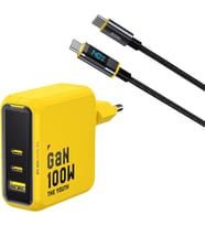 Aohi Youth 3 Portlu 100W Şarj Adaptörü Ile Led Ekranlı 140W Hızlı Şarj Kablosu Seti, Gan Teknolojisi