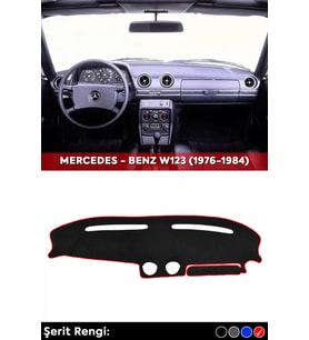 Mercedes - Benz W123 (1976-1984) 3d Torpido Koruma Kılıfı - Ön Göğüs Kaplama - Kırmızı Şerit
