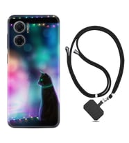 Xiaomi Redmi Note 11E Kılıf Silikon Boyun Askılı İpli Desenli Silikon Window Cat 1787