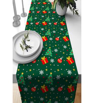 Yeşil Christmas Desen Premium Masa Örtüsü Runner RNR563