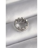 316L Çelik Gümüş Renk Zirkon Taşlı Yaprak Model Tragus Piercing