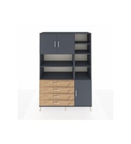 Hyperion Dolap 9 Raflı 4 Çekmeceli 3 Kapaklı 132x44x195 Antrasit-Antrasit/Çam