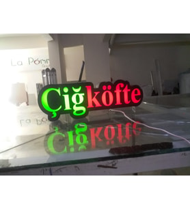 Çiğköfte Yazılı Tabela 3D Led Neon Etkili Işıklı Tabela 30X45 CM Tek Taraflı