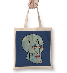 Handsome Squidward Bez Çanta Uzun Saplı