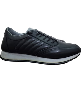 Growish GR0022 Hakiki Deri Yeni Nesil Hafif PoliTaban Lastik Bağcıklı Siyah Erkek Sneaker Yürüyüş Ayakkabısı (Siyah)