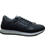 Growish GR0022 Hakiki Deri Yeni Nesil Hafif PoliTaban Lastik Bağcıklı Siyah Erkek Sneaker Yürüyüş Ayakkabısı (Siyah)