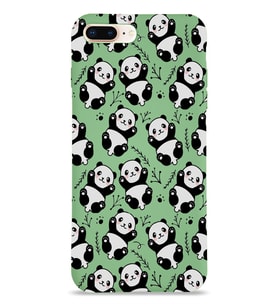 Apple iPhone 7 Plus Uyumlu Lansman Kılıf Panda Tasarımlı İçi Kadife Kapak-Yeşil (Şeffaf)