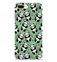 Apple iPhone 7 Plus Uyumlu Lansman Kılıf Panda Tasarımlı İçi Kadife Kapak-Yeşil (Şeffaf)