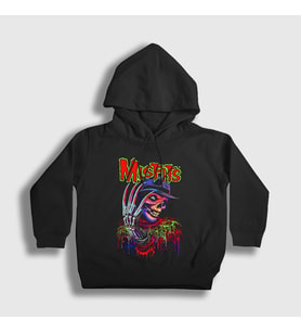 Presmono Unisex Çocuk Siyah Freddy Krueger Rock Misfits Kapüşonlu Sweatshirt 474761tt