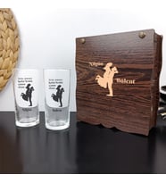 Kişiye Özel Ahşap Hediye Kutusu İçinde İkili Rakı Bardağı Seti