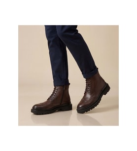 Gianni Maggi 2923 - İçi Dışı Hakiki Deri Brogue Detaylı EVA Taban Erkek Postal Bot - KAHVERENGİ - 44