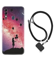 Tecno Spark 8T Kılıf Resimli Boyun Askılı İpli Desenli Silikon Flowers Cat 2 1349