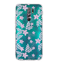 Xiaomi Redmi 9  Kamera Korumalı Kapak Floral Pudra Tasarımlı Şeffaf  Kılıf