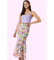Kadın Maxi Boy Balık Etek Çok Çiçek Desenli Astarlı Yazlık Günlük Kullanım Kaliteli Malzeme (Çok Renkli)