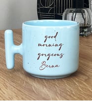 Kişiye Özel Good Morning Gorgeous Hediye Pastel T Kupa Sevgiliye Hediye (Mavi)