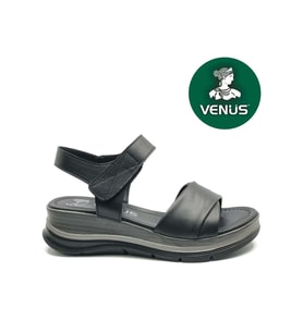 Venüs Libom Hakiki Deri Comfort Ortopedik Kadın Sandalet (Siyah)