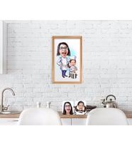 BK Home Anne Kız Chef Karikatürlü El Yapımı Ahşap Çerçeveli Tablo-1