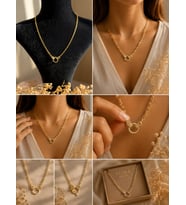 Gold Halka Detaylı Zincir Kolye