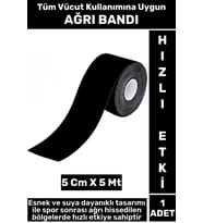 Premium Hızlı Etki Kas Bel Bacak Kol Boyun Sırt Omuz Karın Kalça Spor 5 Metre Isı Ağrı Bandı Siyah