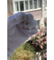 Kadın Gümüş Renk Kalpli Özel Tasarım Sallantılı Küpe