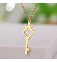 Kişiye Özel 925 Ayar Gümüş Taç Tasarım Anahtar Kolye (Gold)