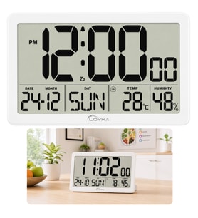 Loyka LCDBY75 Beyaz Dijital LCD Saat Tarih, Sıcaklık ve Nem Göstergeli