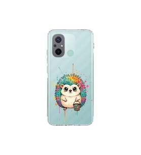 Redmi 12C ile Uyumlu Splash Kirpi Tasarımlı Şeffaf Silikon Kılıf