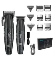 Vgr V-640 2 li set  Profesyonel Saç Kesme Makinesi  sakla ense t ağız  berber kuaför – 9000 Rpm, Paslanmaz Çelik, USB Şarj