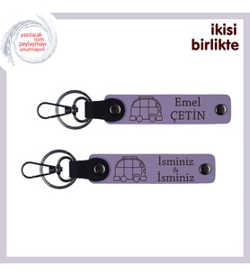 Her Yeni Kamp Alanına Anlam Katacak Tasarım , İsimli Anahtarlık 2’li Set, Mor Menekşe-Mor Menekşe