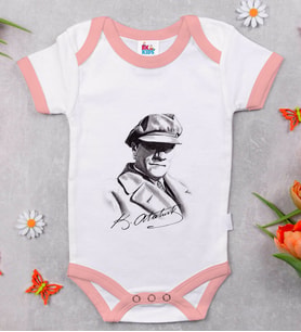 BK Kids Atatürk Temalı Pembe Bebek Body Zıbın-17