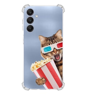 PrintiFy Samsung Galaxy A25 Uyumlu Kedi 1 Baskılı Şeffaf Köşe Korumalı Antişok Kılıf