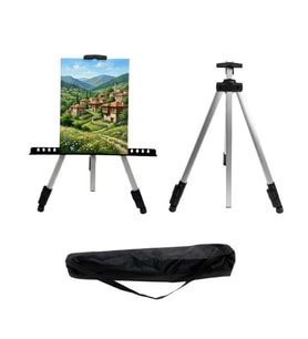 Temel Katlanabilir Alüminyum Tripod Şövale - Ayarlanabilir, Ultra Hafif, Taşıma Çantalı, Gümüş