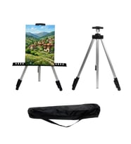 Temel Katlanabilir Alüminyum Tripod Şövale - Ayarlanabilir, Ultra Hafif, Taşıma Çantalı, Gümüş
