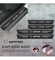Peugeot Bipper  Logolu Karbon Kapı Eşiği Koruyucu Suni Deri 4'lü Set
