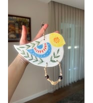 El Yapımı Seramik Kuşlu Duvar Süsü
