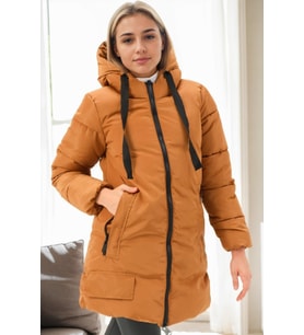 Dewberry Kadın %100 Polyester Kaban Taba Z9773 Katmanlı Kombin, Şehir ve Ofis Stili, Kazak ve Gömlek Kombini