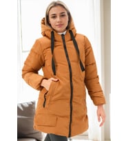 Dewberry Kadın %100 Polyester Kaban Taba Z9773 Katmanlı Kombin, Şehir ve Ofis Stili, Kazak ve Gömlek Kombini