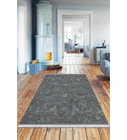 Gri Vintage Dokuma Pamuk Tabanlı Kaymaz Kilim KLM357