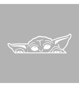 Baby Yoda Araba Stickeri siyah 16x5 CM (Beyaz)