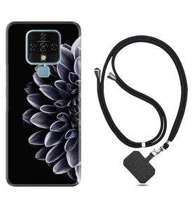 Tecno Camon 16 18P Pova Kılıf Boyun Askılı Silikon Çiçekler 1639