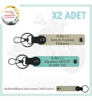 Motosiklet Aşıkları İçin Özel, İsim Plaka ve B - Kan Grubu Yazılı x2 Anahtarlık, S Kahve-Turkuaz-SK (Çok Renkli)