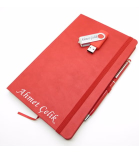 Wings SG159 İsme Özel Kırmızı Defter + 16GB Usb Bellek + Touch Kalem Set  Hepsi İsme Özel